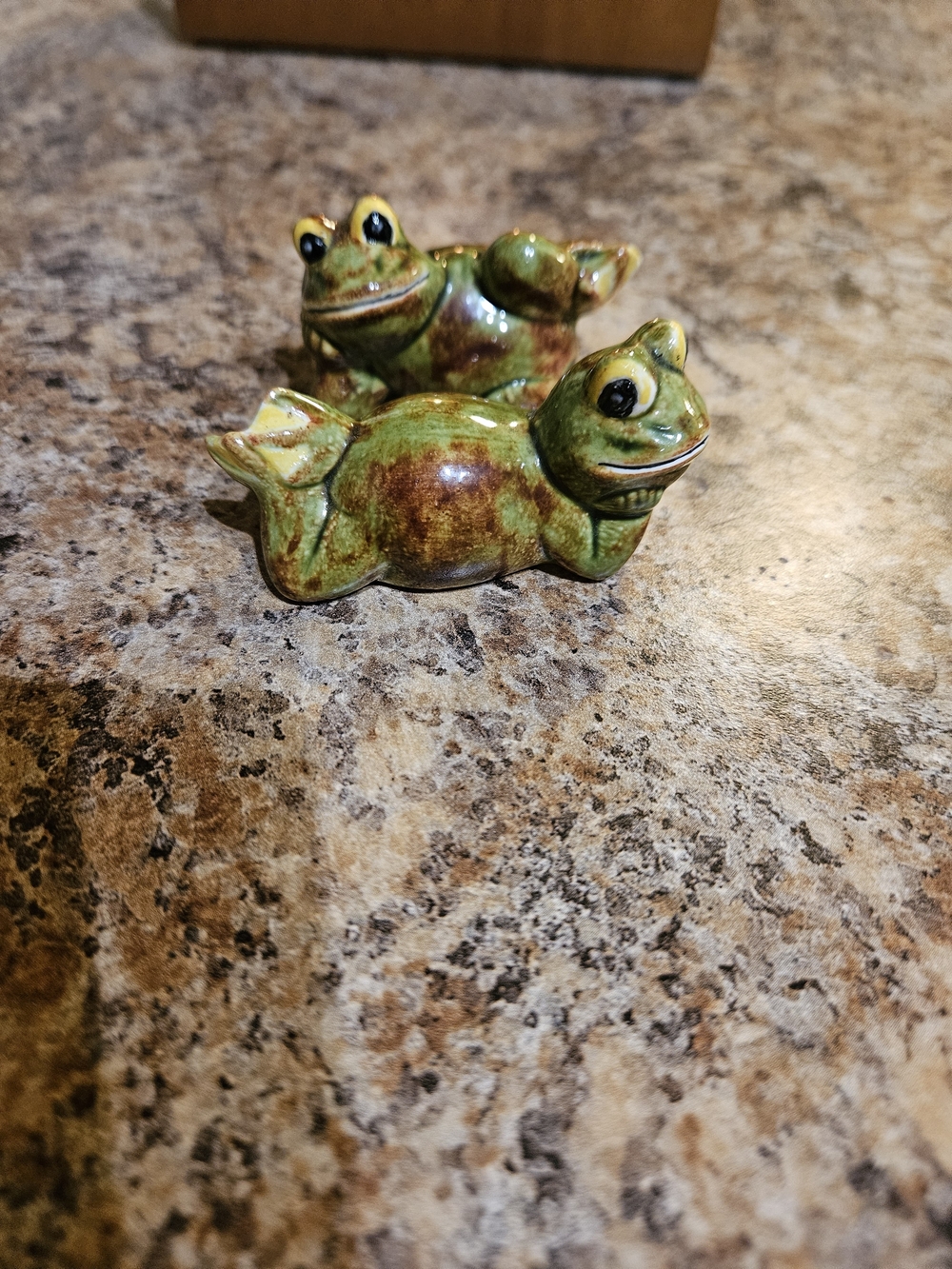 Hand-Painted Green Ceramic Frog Figurines